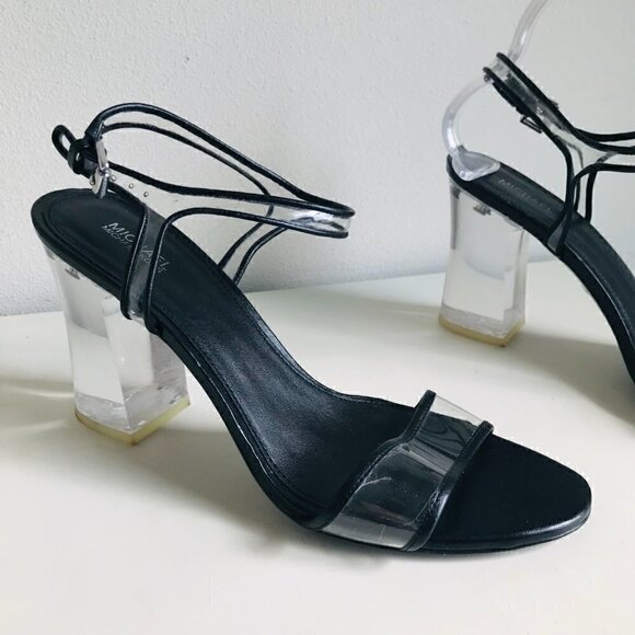New Michael Kors Black Tori Sandal Lucite Heel Size 9.5 EU 39.5 - Picture 4 of 6
